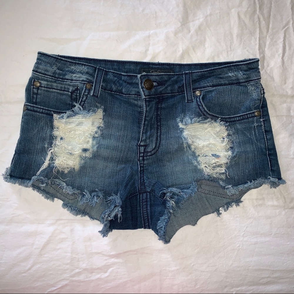 Jessica Simpson High-Rise Low-Cut Distressed Jeans